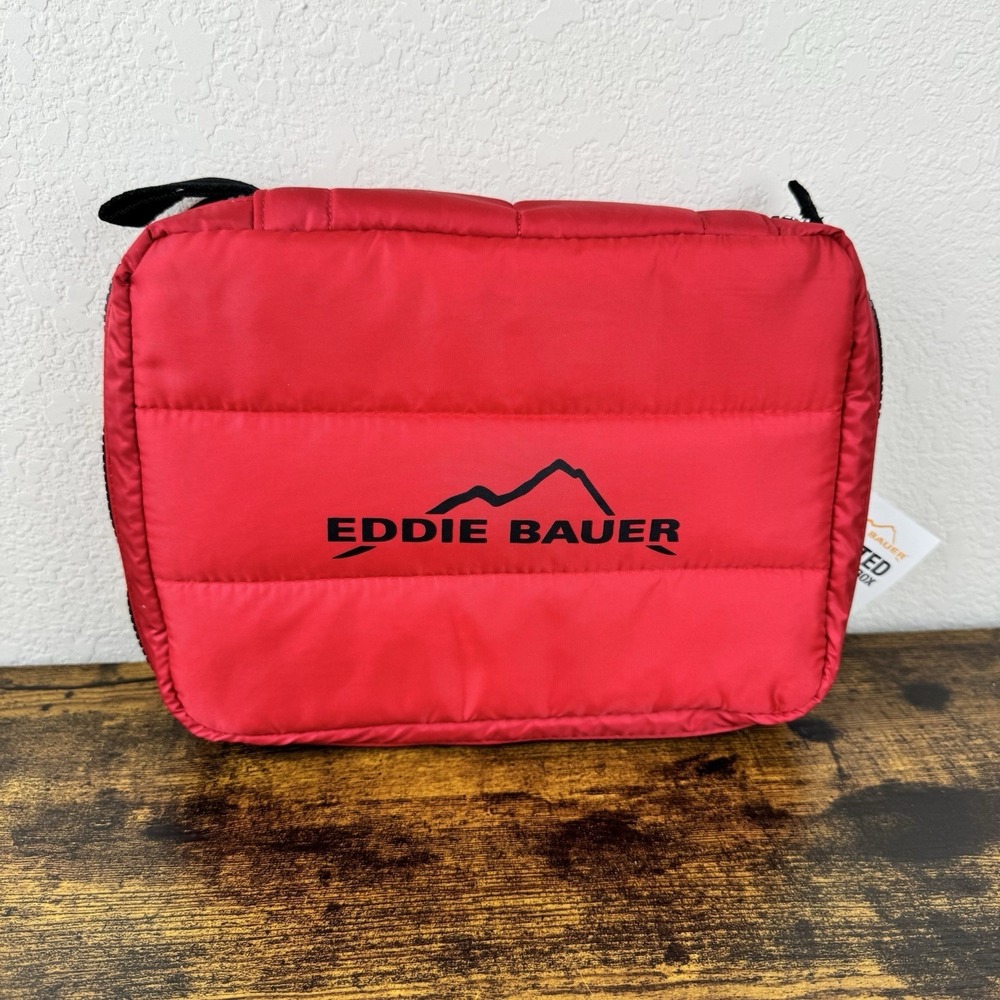 Eddie Bauer Insulated Lunch Box Red Soft Cooler Zip Travel Bag NWT
